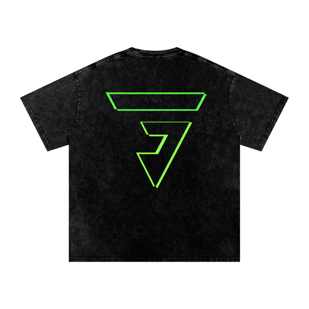 Snow Washed Glitch Oversized Cotton T-Shirt