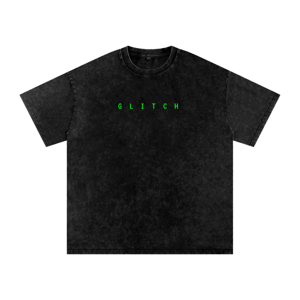 Snow Washed Glitch Oversized Cotton T-Shirt